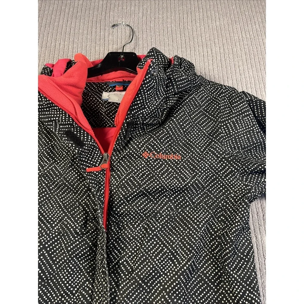 Columbia Girls Jacket L 14-16 Omni Tech Waterproof Black Lightweight Rain Hooded